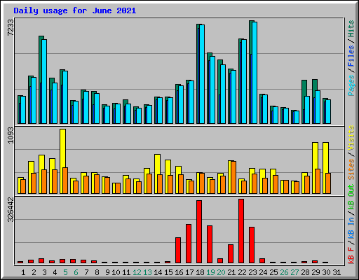 Daily usage for June 2021